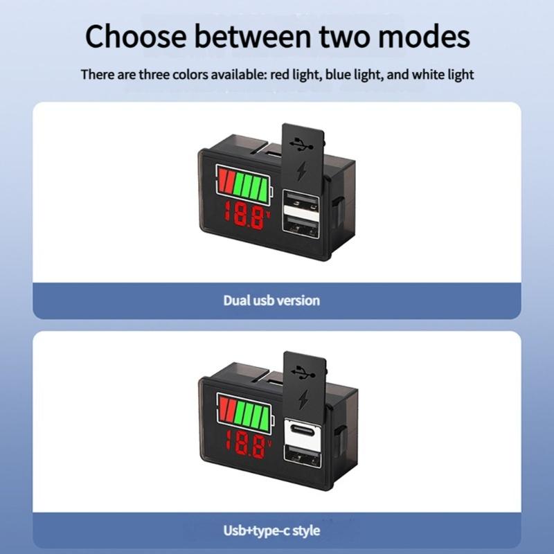 USB/Type C Port Battery Charge Indicator Meter For Leads Acid Lithiums Batteries Real Time Voltages Monitoring Devices