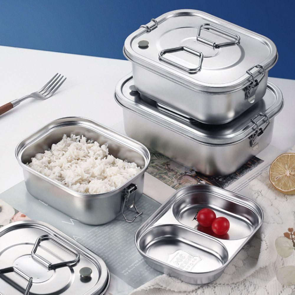 304 Stainless Steel Camping Lunch Box Compartmental Food Storage Box Portable Picnic Box School
