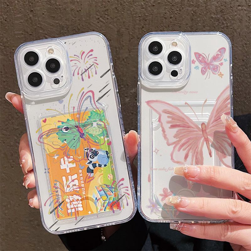 Силиконовый чехол-карман для карт для Oppo Reno 10 12 13 14 Samsung A16 A26 A36 Xiaomi Redmi Note 12 13 11 10 14 Прозрачный бампер для телефона