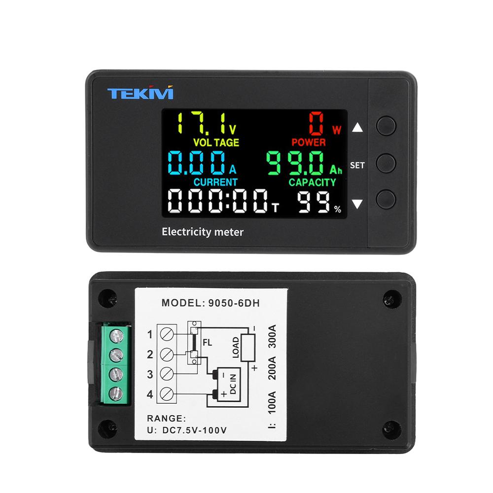 Multi-function Digital DC Voltage Ammeter Power Meter DC 7.5-100V Two-way Detection Power Analyser 20A 100A 200A 300A