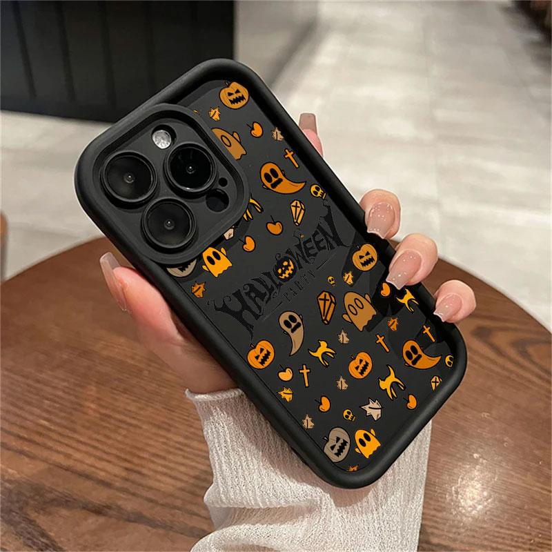 Чехол для телефона iPhone 16 Чехлы iPhone 15 14 13 12 Mini 11 Pro Max 16 Plus X XS 15Pro Ударопрочная задняя крышка Счастливый Хэллоуин Призрак
