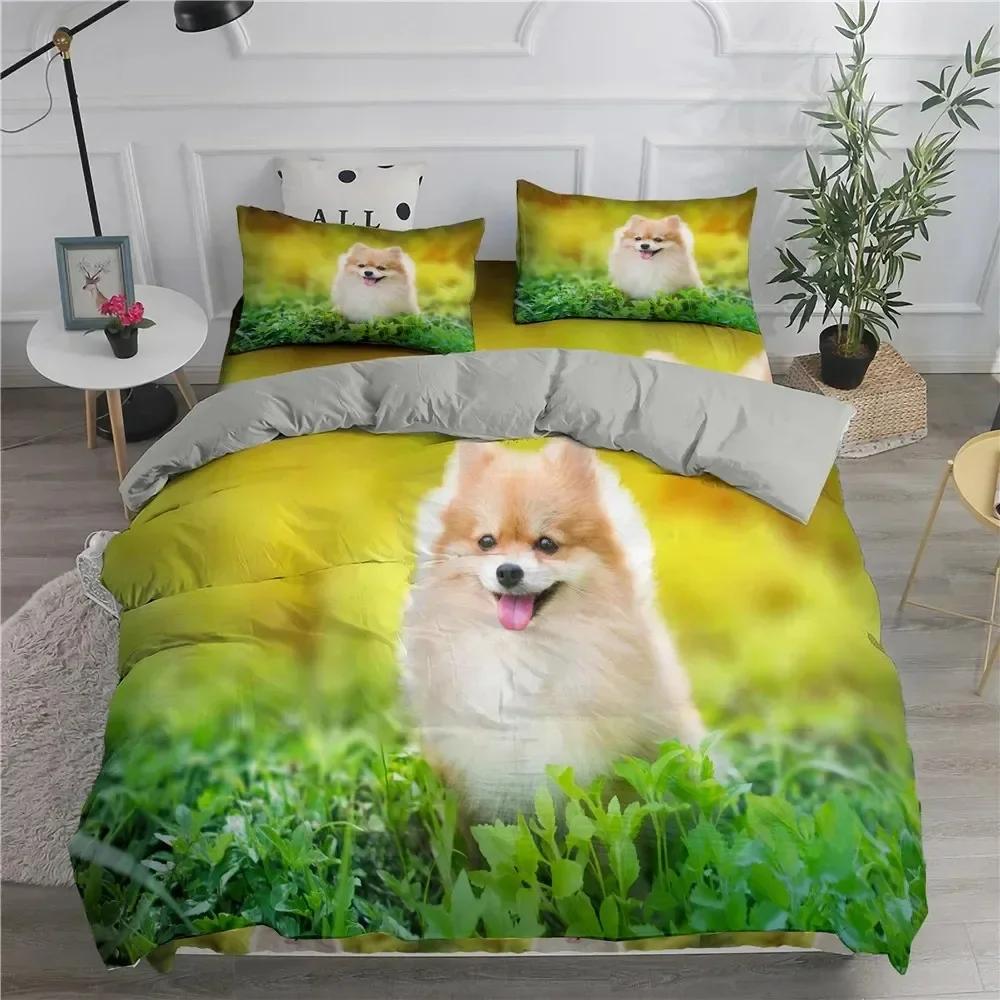 Верхняя Померанская Собака Король Королева Пододеяльник Комплект Постельного Белья для Щенков для Подростков Взрослых Животное Домашнее Животное Цветное Небо Полиэстер Размер Пододеяльника