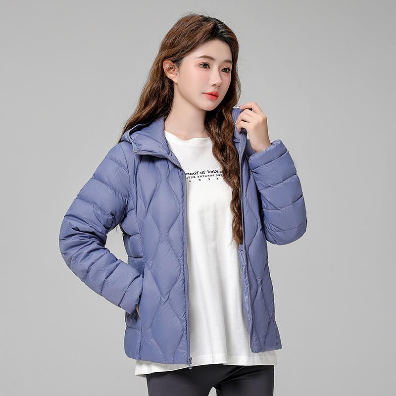 FASHION White Duck Down Premium Foreign Wave Pattern Short Down Jacket Slim Jacket 2025  New Hooded Trendy Clothes