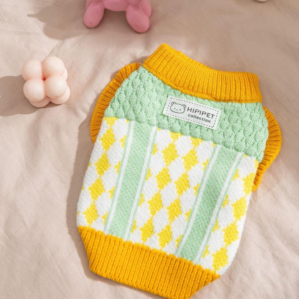 Striped Thickened Front-Opening Sweater for Small and Medium-Sized Dogs