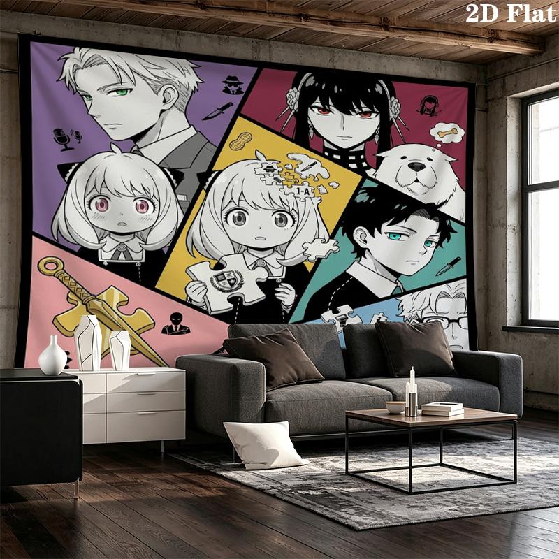 Spy Family Wall Tapestry Aesthetic Wall Hanging Printed Fabric Blanket Decorative Tapestries For Bedroom Living Room Home Decor