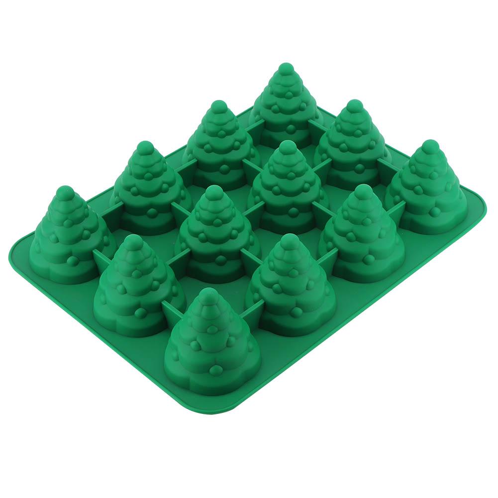 12 Hole Christmas Tree Silicone Mold Cake Mould for Mousse Chocolate Muffin Baking Tool