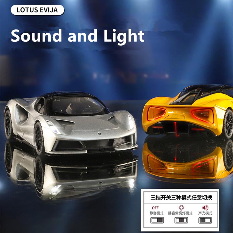 1/24 Lotus EVIJA Alloy Pure Electric Sports Car Model Diecast Metal Track Racing Car Vehicle Model Sound and Light Kids Toys Gift