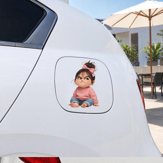 yangyizhi Car Sticker, Waterproof Self-adhesive PVC No Trace Auto Decal, Realistic Girl Pattern Funny Sticker for Fuel Tank Caps Windows Luggage