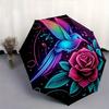 1pc Neon Hummingbird and Rose Automatic Opening and Closing Umbrella - Small Umbrella Suitable for Various Occasions A079