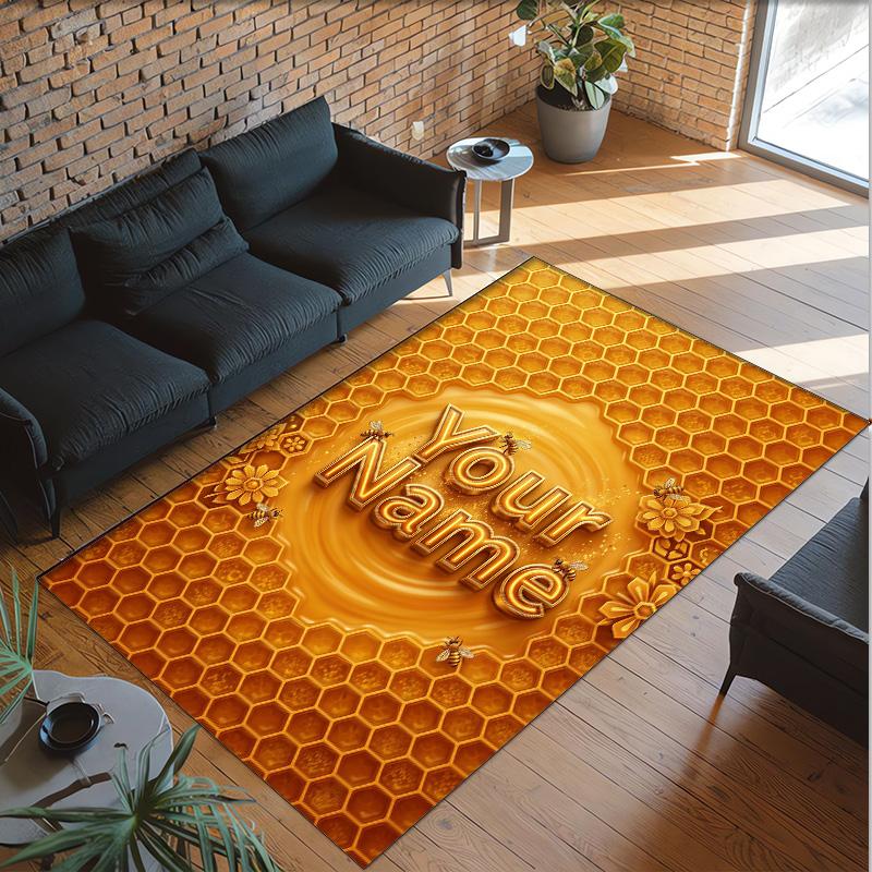 Decorative Artwork Theme Crystal Velvet Rug Personalized Custom Name Text Soft Floor Mat Home Decor