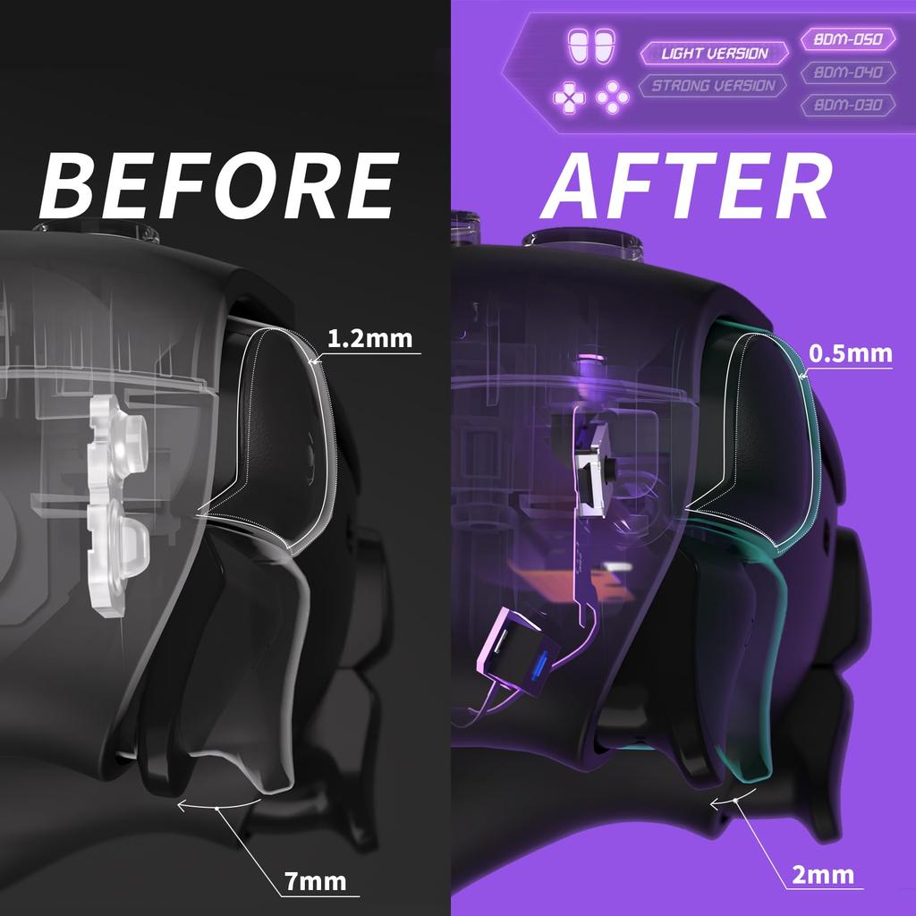 EXtremeRate Light Version Hole Clicky Kit V2 для совместимости с контроллером PS5 Custom Micro Switch L2R2 Clicky Hair Trigger Kit и тактильной поверхностью L1R1