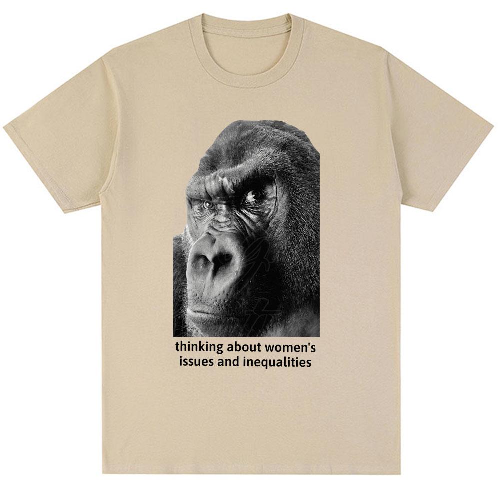 Feminism Gorilla Funny Meme Graphic Tshirt Men Women Humor Fashion Summer T-shirt Oversized Cotton Casual Vintage T Shirts Gifts