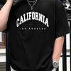 2025 Men's 100% Casual Loose CALIFORNIA Printing Comfortable Round Neck Short Sleeve T-shirt Street Fashion Clothing