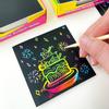 100Pcs Scratch Paper Art Set Scratch Off Rainbow Magic Paper With 2 Bamboo Stylus Black Scratch Notes Xmas Birthday Gift Card