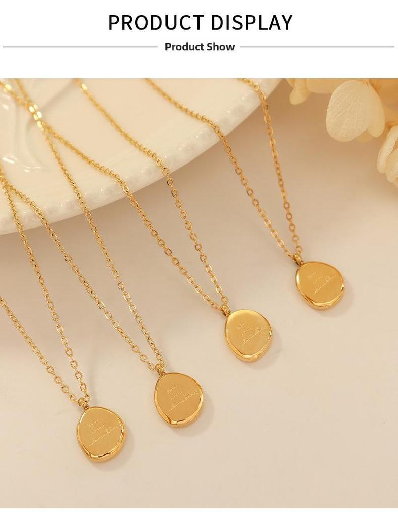 Ожерелье с подвеской в виде неправильной овальной буквы из 18-каратного золота в титановой стали – роскошные женские украшения