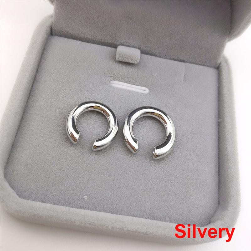 Женские круглые серьги-клипсы в стиле панк, асимметричные двойные круглые серьги-клипсы, темпераментные, универсальные, серьги в форме буквы С