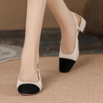 2024 Летние женские босоножки Элегантные мюли на среднем каблуке Удобные офисные женские туфли с пряжкой на высоком каблуке для женщин Zaptos Mujer