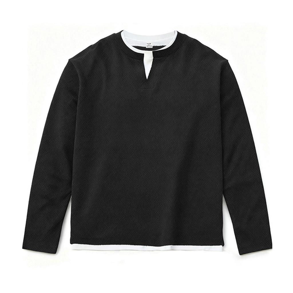 Men'S Button Up Long Sleeved Fashionable Casual Sports Top