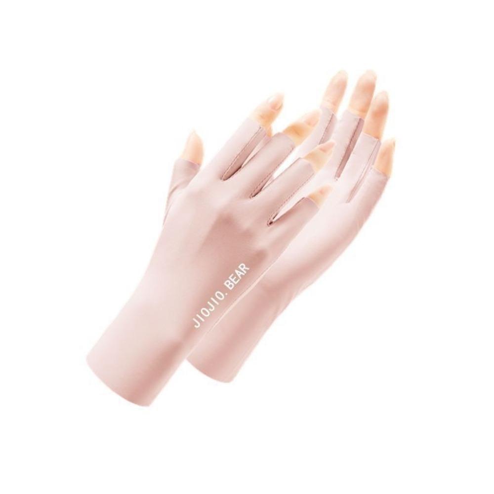 Anti-UV Riding Driving Gloves Half Finger Ice Silk Gloves New Nail Art Mittens Summer