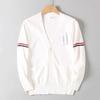 Trendy Brand Couple Style Four-Stripe V-Neck Knit Sweater with Ribbed Design, Long-Sleeve Base Shirt for Spring and Autumn