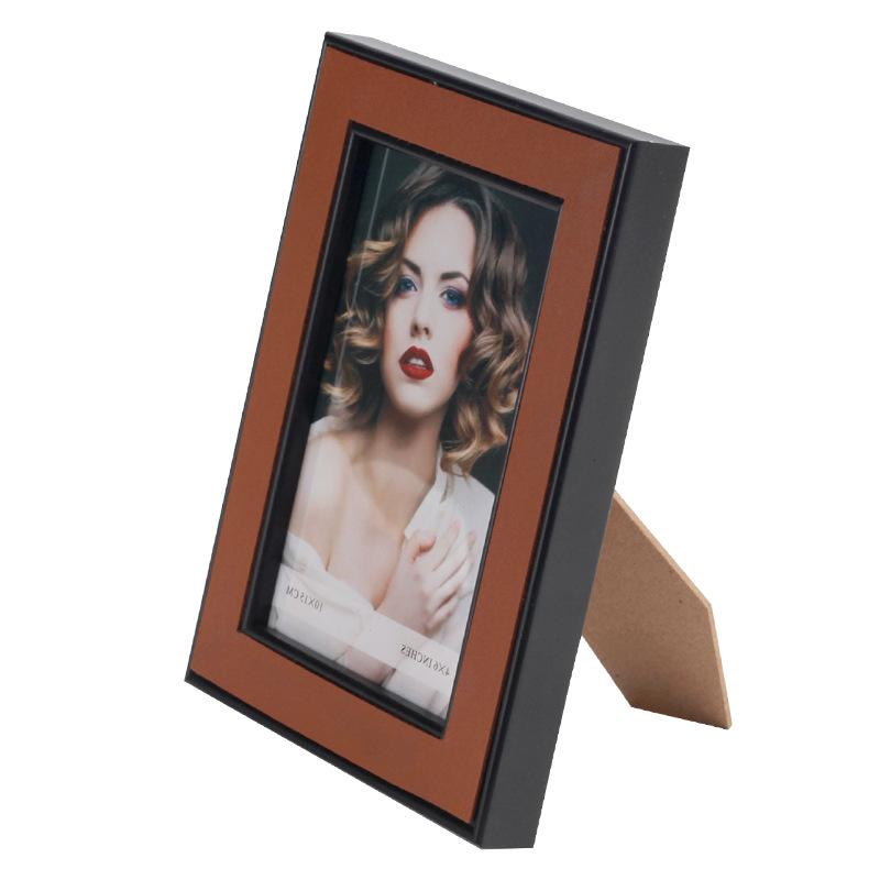 Light Luxury Leather Photo Frame Bedroom Living Room Rectangular Photo Frame Model Room European Style 6-inch 7-inch Photo Album Retro Decoration