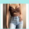 Women Summer Vneck Tank Top With Tiefront Elastic Band For Street Fashion