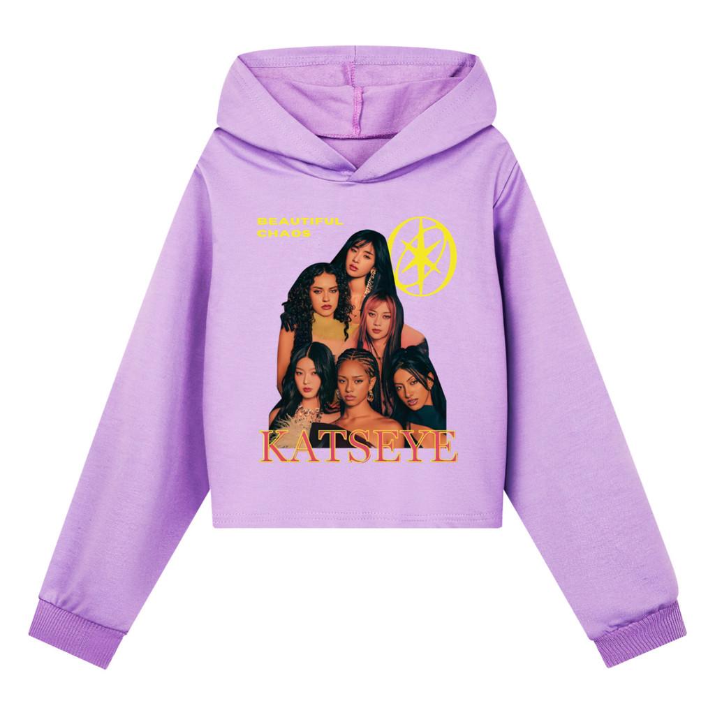 5346 Детские толстовки с длинными рукавами и принтом KATSEYE для девочек, осенне-зимние, повседневные