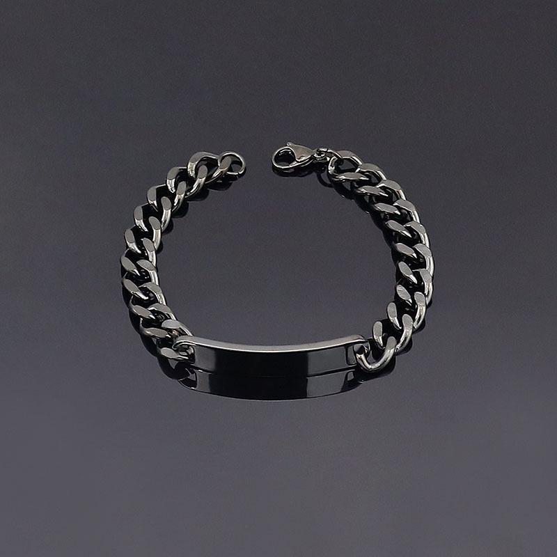 Титановая сталь не выцветает крутой мужской грубый хип-хоп плоский браслет из нержавеющей стали с надписью