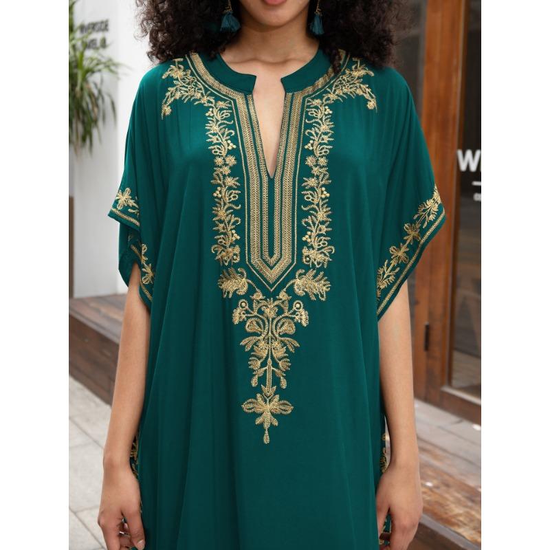 Женская мода лето весна цветочный узор принт рукава 1/2 V-образный вырез свободная талия повседневные платья