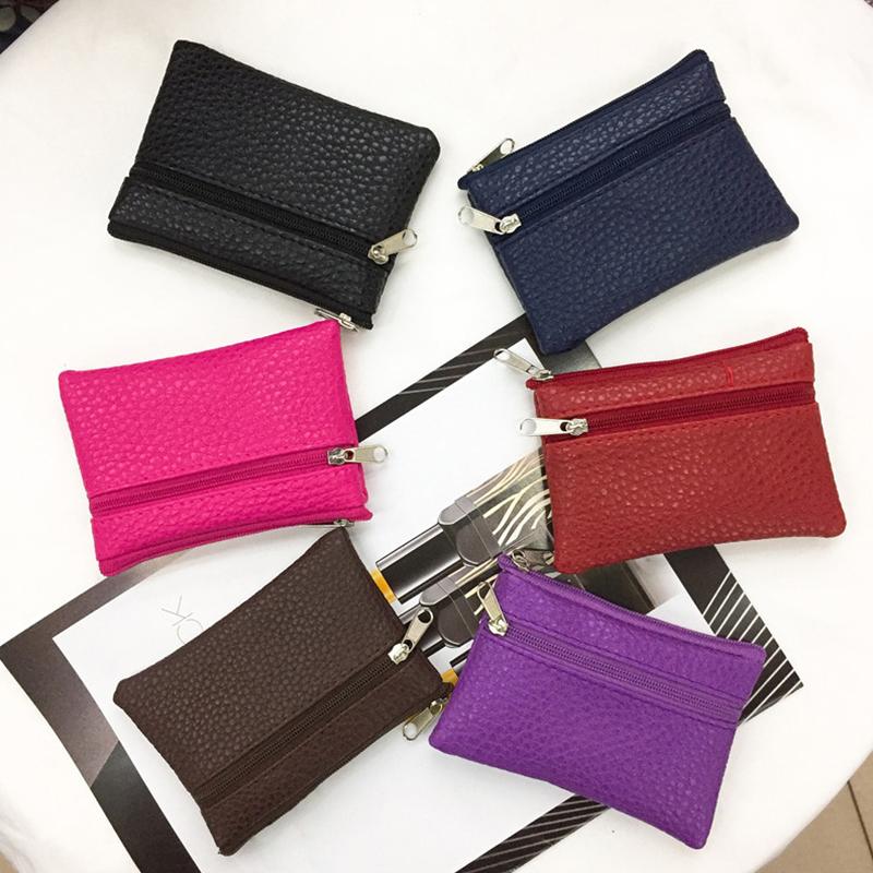 1 шт. Кошелек для монет, небольшой держатель для карточек, корейский однотонный кошелек из искусственной кожи, новый на молнии