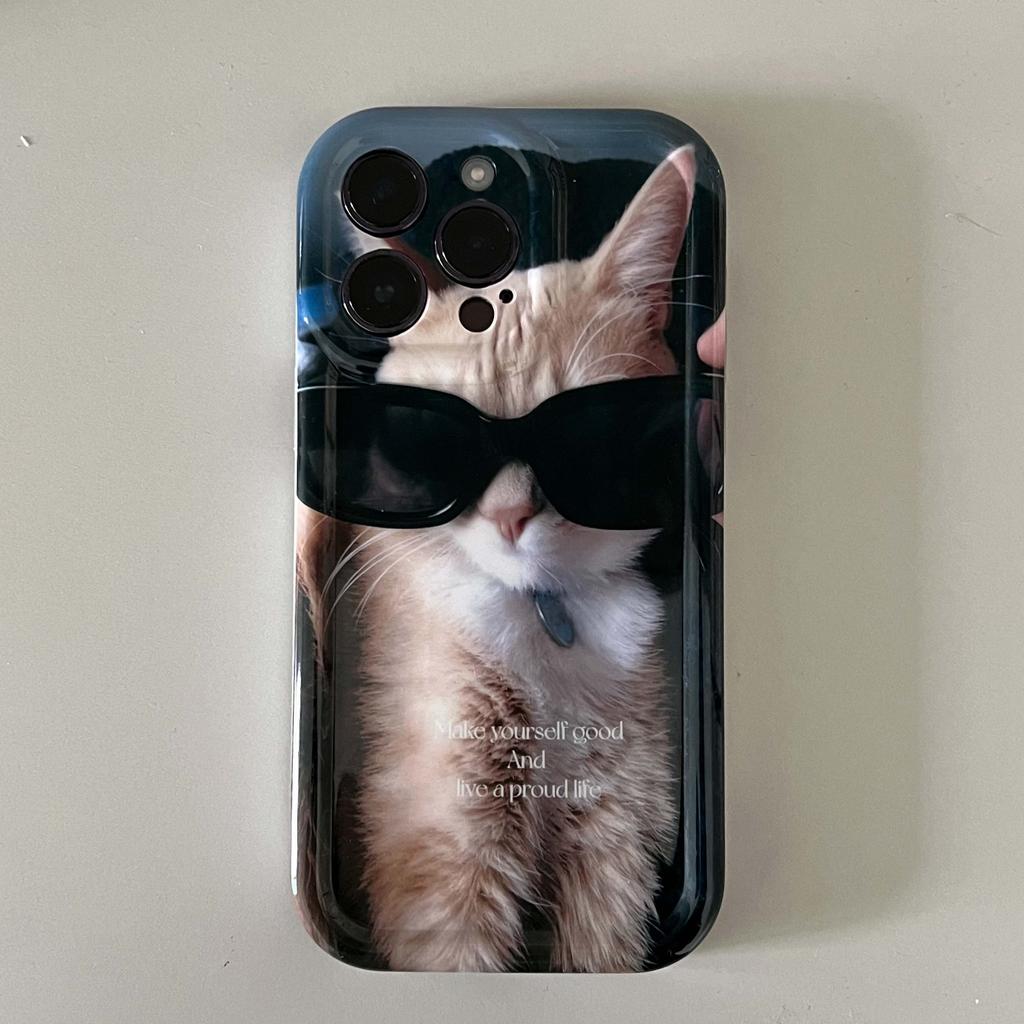 Cool Cat Relif Ins Shockproof Phone Case For Iphone 14promax 14 Pro Max Plus 13 11 12 Promax Protector Cartoon Cute Back Cover