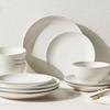 Elegant 10.5 Inch Stoneware Dinner Plate Ribbed Edge Microwave Dishwasher Safe Durable Ceramic Dish