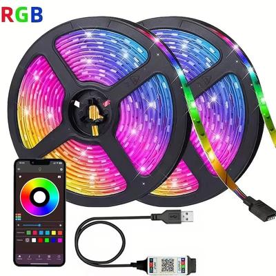 Светодиодные RGB ленты 1M–30M с управлением через Bluetooth-приложение, умные гибкие ленты 5050 SMD для украшения гостиной, спальни, вечеринки