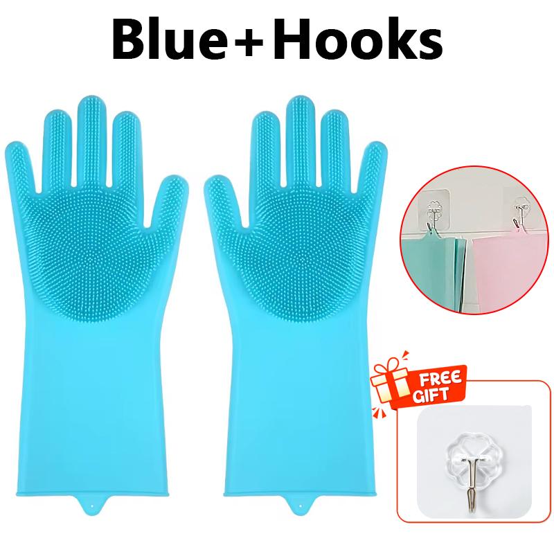 Dishwashing Cleaning Gloves Magic Silicone Rubber Dish Washing Gloves For Household Sponge Scrubber Kitchen Cleaning Tools