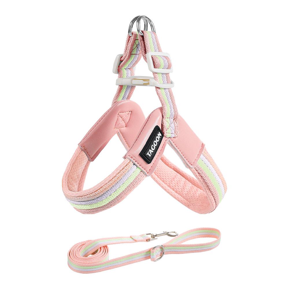 Дышащая шлейка с цветными блоками и поводок для маленьких/средних собак - Тедди, Сиба-ину