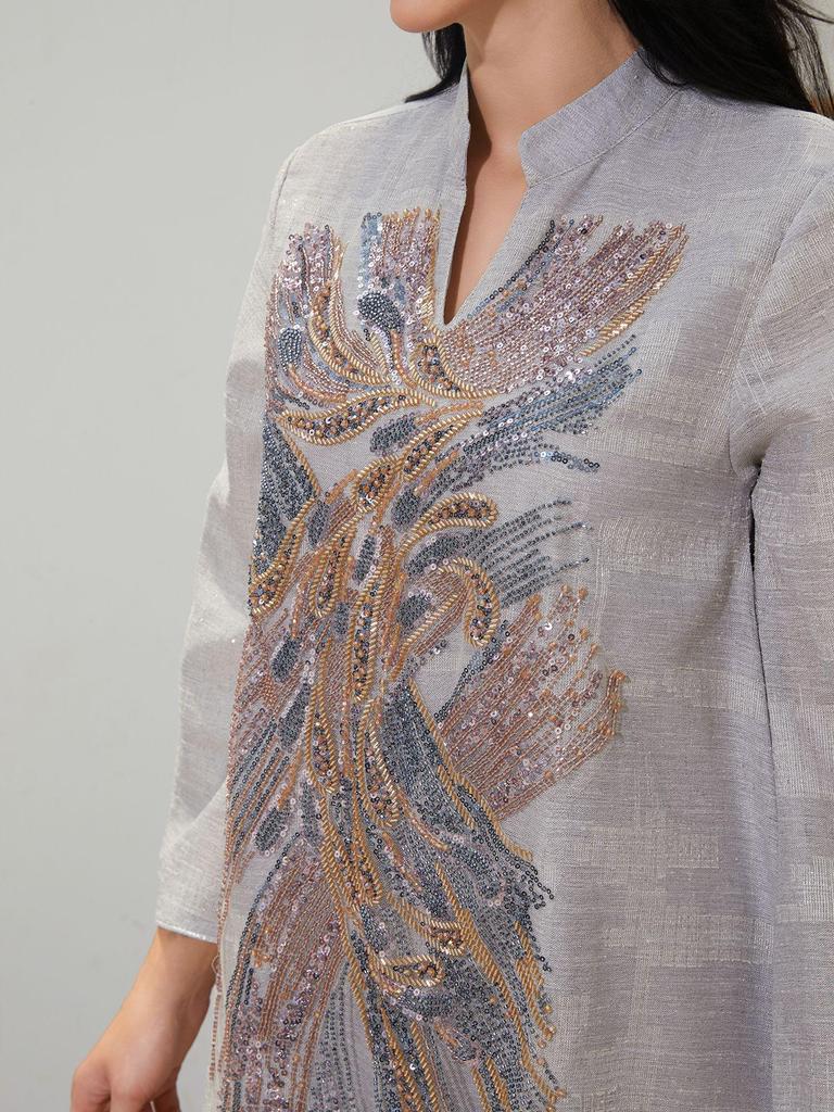 Дубайская арабская сетчатая абайя с пайетками для мусульманок