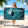 Cat Theme Soft Beach Towel Personalized Custom Name Text Towel Portable for Beach Pool Travel