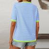 Женская модная свободная футболка с круглым вырезом в полоску с коротким рукавом и цветным узором