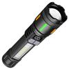 Handheld LED Flashlight USB Charging Super Bright Flashlight Power Display Powerful Zoom Lamp with Side Light for Camping Hiking