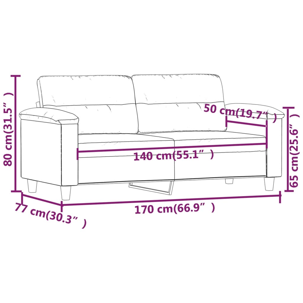 2 Seater Cream Sofa 140 cm Faux Leather