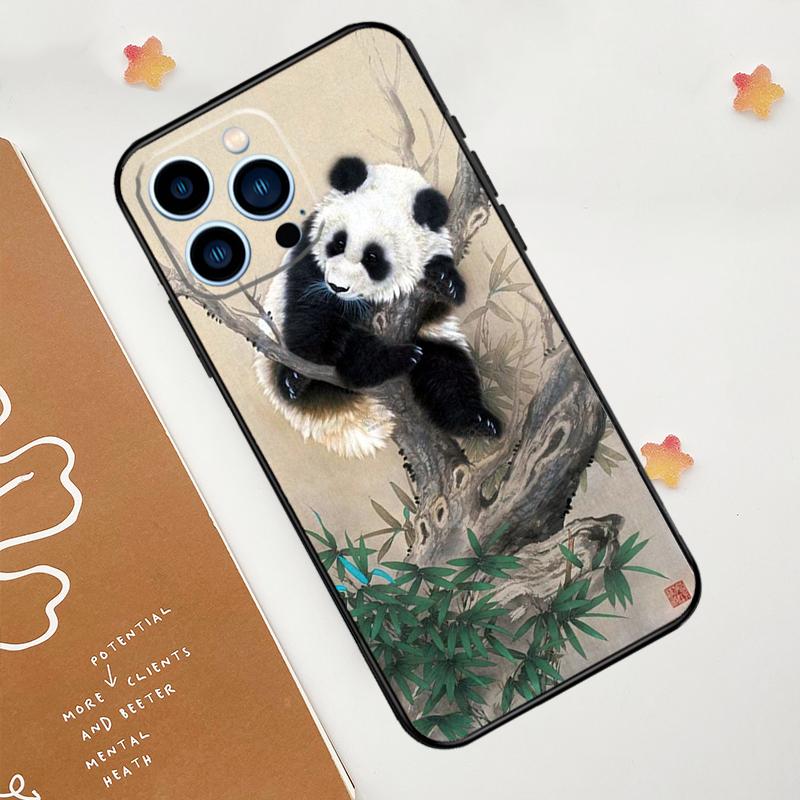 Чехол для телефона с изображением панды, милого медведя, для iPhone 17 Pro Max 11 14 15 16 Pro Max 12 13 mini 16 Plus 16e 17 Air Funda