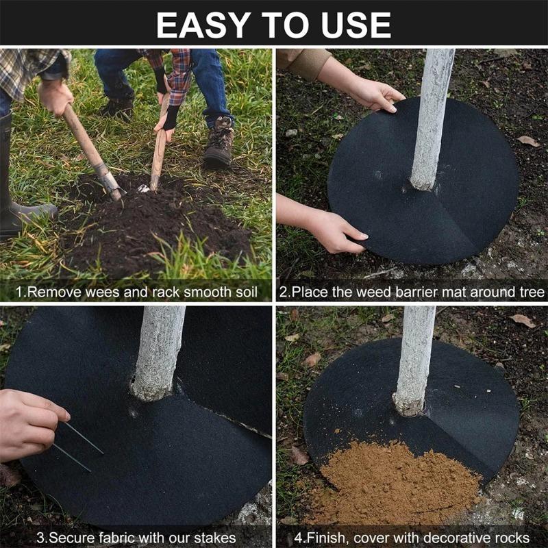 Нетканое кольцо для мульчирования деревьев, барьер для прополки, защитный коврик, покрытие для растений, защита от травы, садовая ткань для борьбы с сорняками, 15–82 см