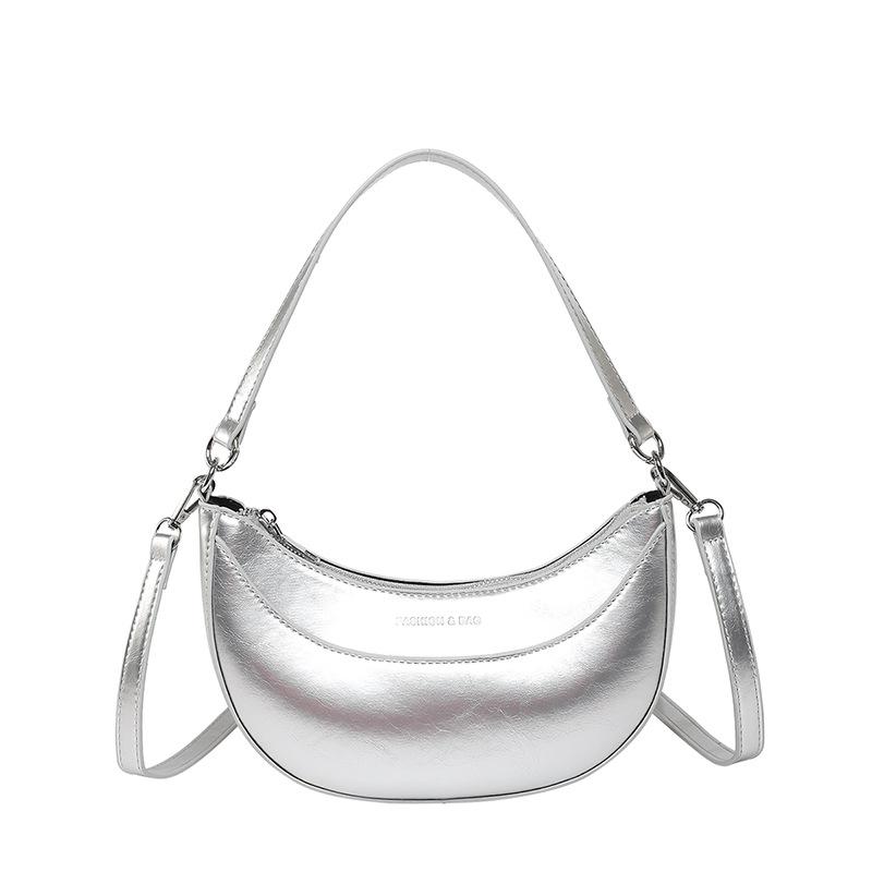 New product niche simple personality hand carry crescent moon bag versatile temperament commuter oil wax leather messenger bag female