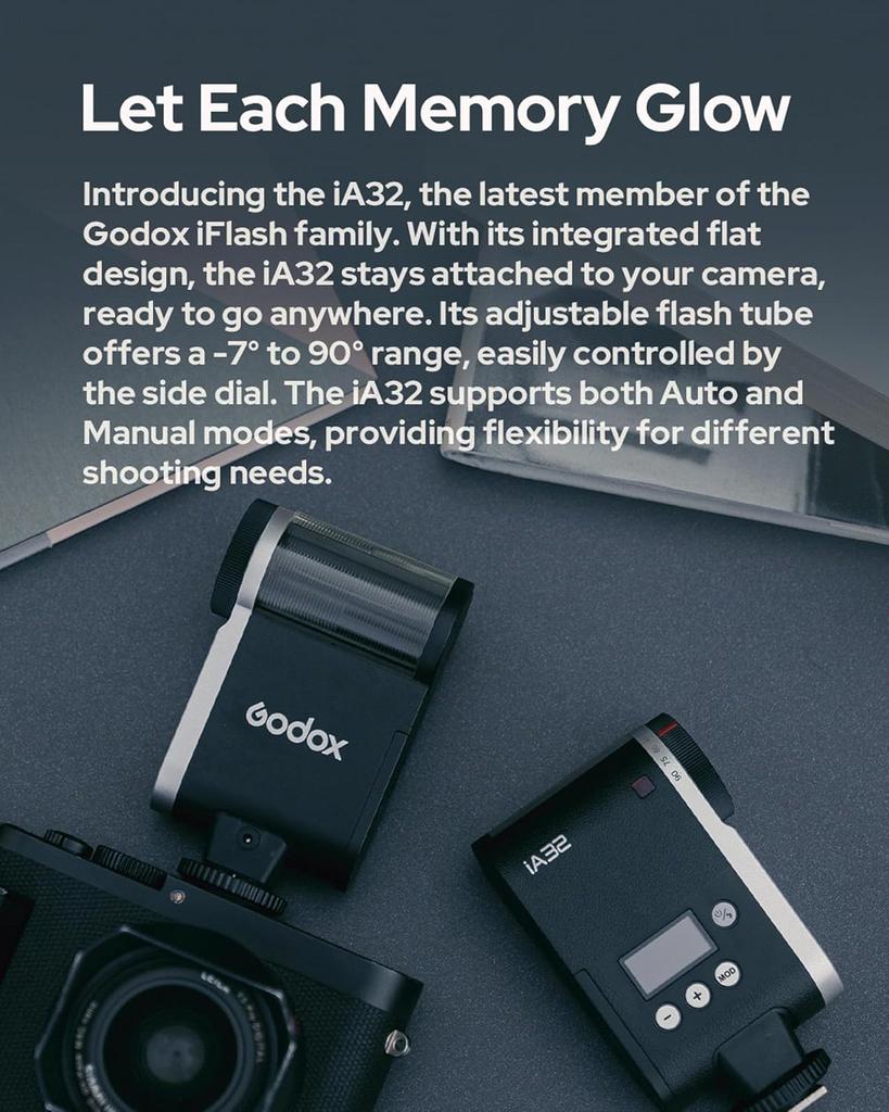GODOX iA32 Camera Flash 5 Level Adjustable Mini Flash Mode Auto/Manual