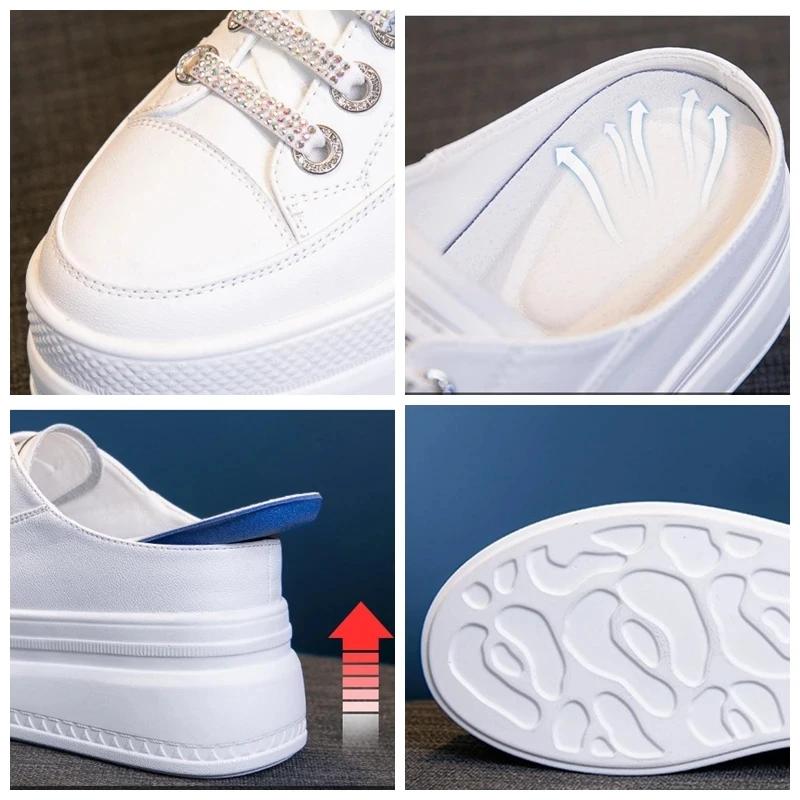 Fashion Genuine Leather Platform Wedge Slippers Chunky Sneaker Women Shoes Heel Women Summer Moccasins Designer Sandals Slides Women