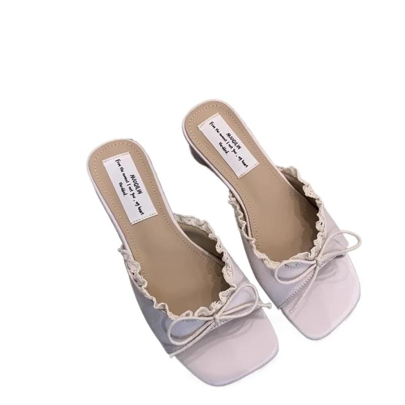 Мода 2025 Мода Женская обувь Открытый носок Женские тапочки Летняя уличная нарядная Новая элегантная удобная Самая продаваемая Высокие каблуки Zapatos