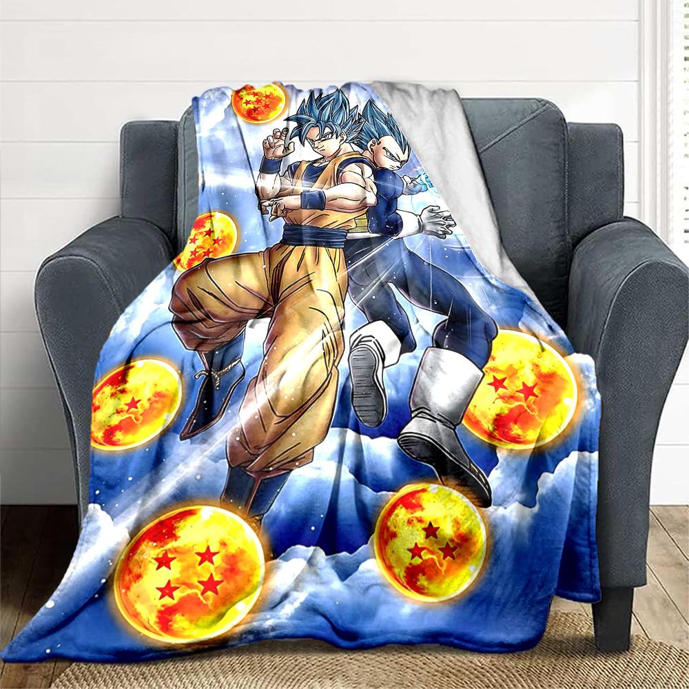 1 шт. Плед Dragon Ball Мягкий Теплый Всесезонный Плед для Дивана, Кровати, Машины, Офиса Яркий Цветной Дизайн, Прочный и Уютный Подарок