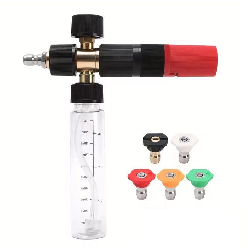 Foam Cannon Kit 1/4" Quick Connect Compact Design Includes 5 Pressure Washer Nozzle Tips Premium Plastic Housing Body