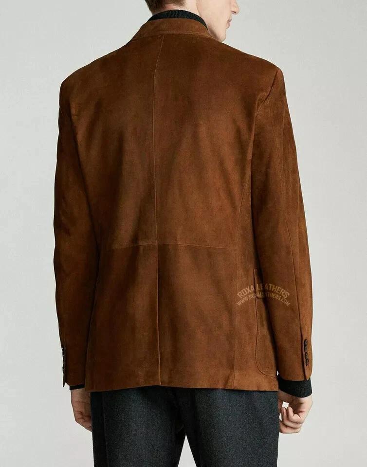 New Men Casual Formal Stylish Brown Genuine Soft Suede Leather Blazer Designer