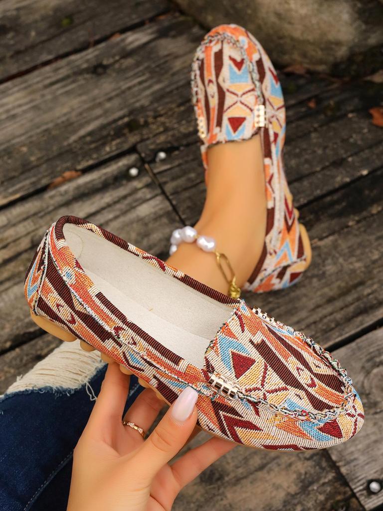 Весна/Лето 2024 Женская повседневная обувь больших размеров в этническом стиле, с цветочным колорблоком